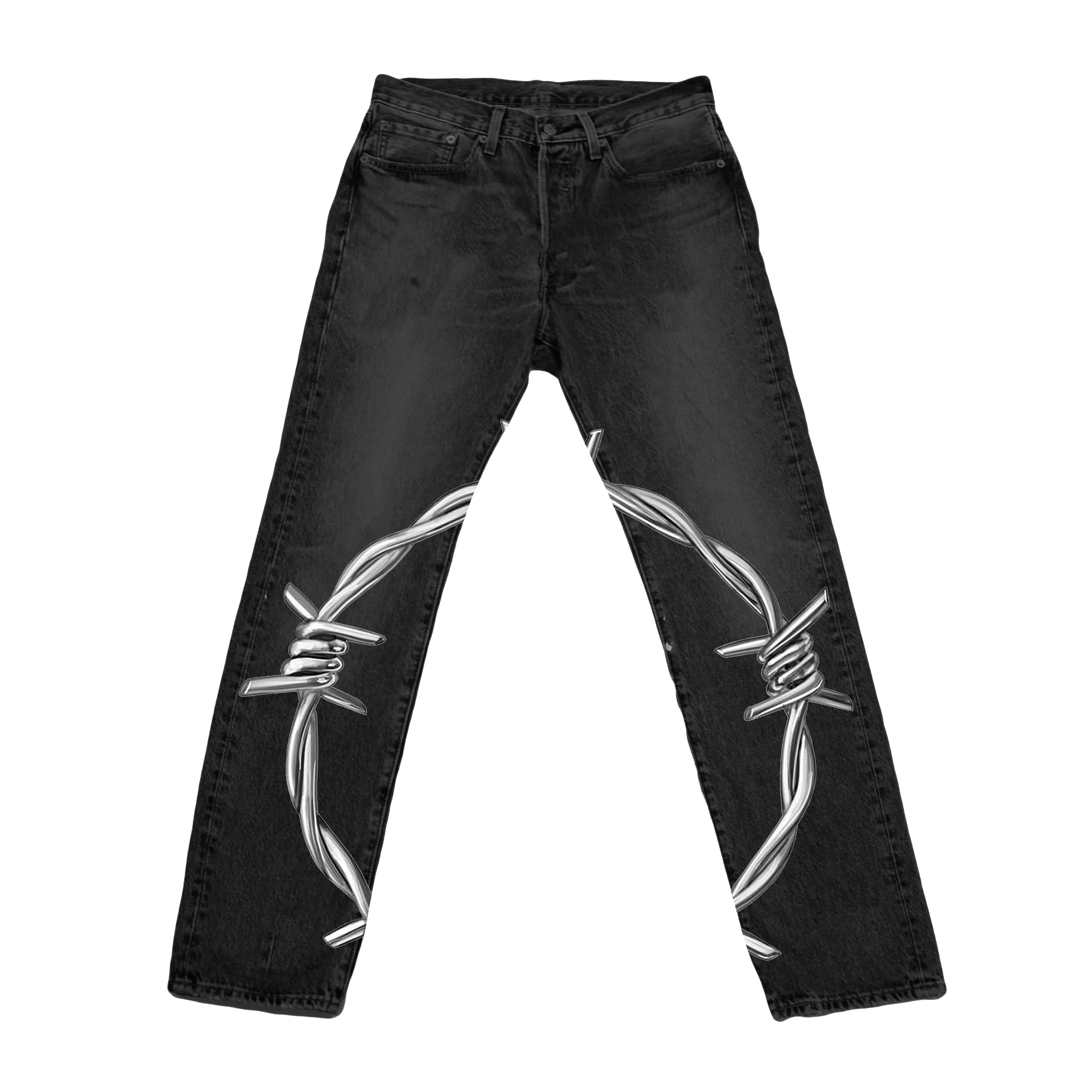 Barbed Wire Denim Jeans - Black