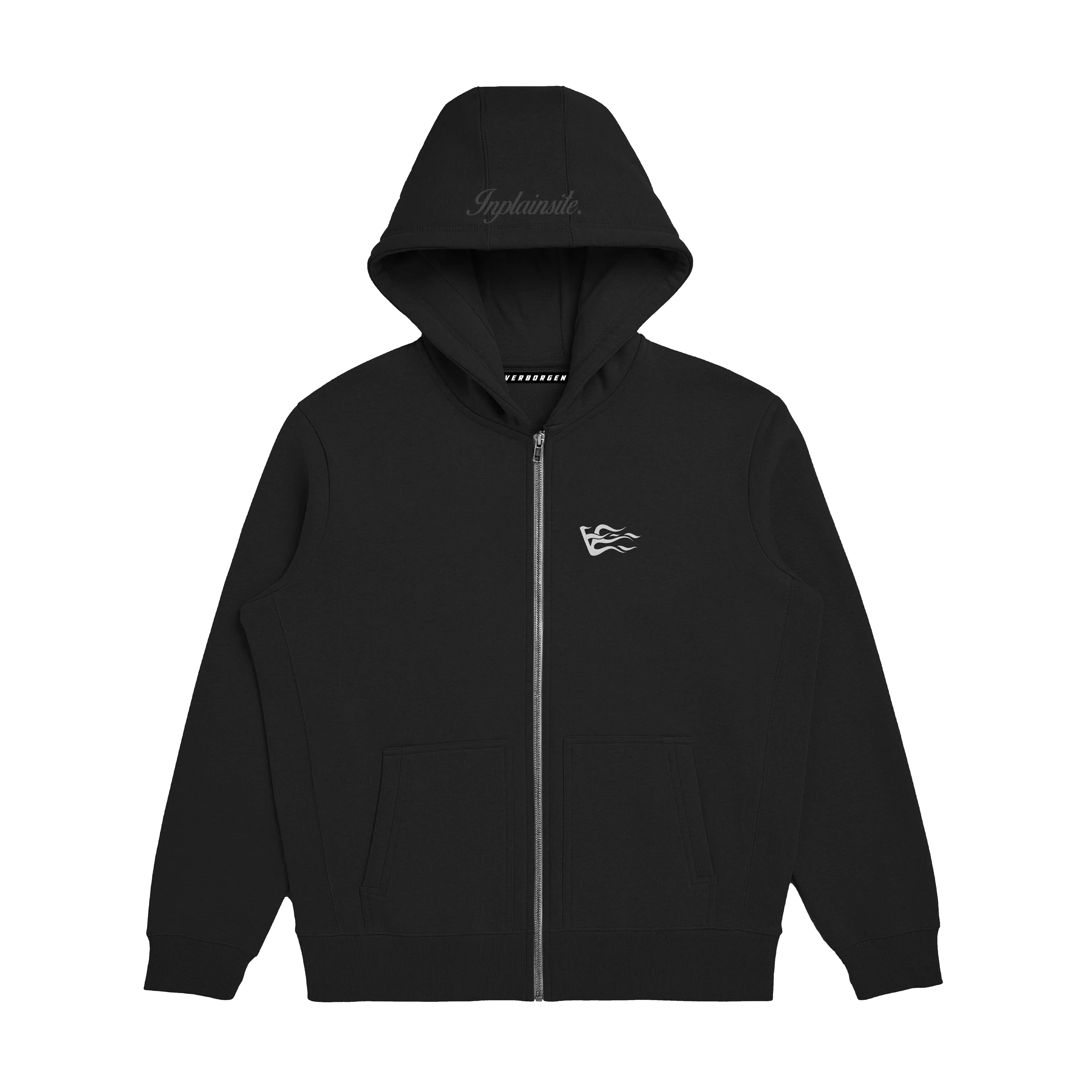 Sudadera con capucha con bordado de 2 tonos - Negro/Gris