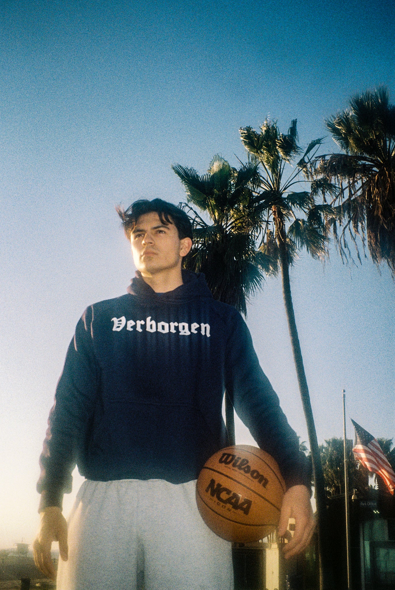 Sweat à capuche brodé 2 tons - Noir/Gris