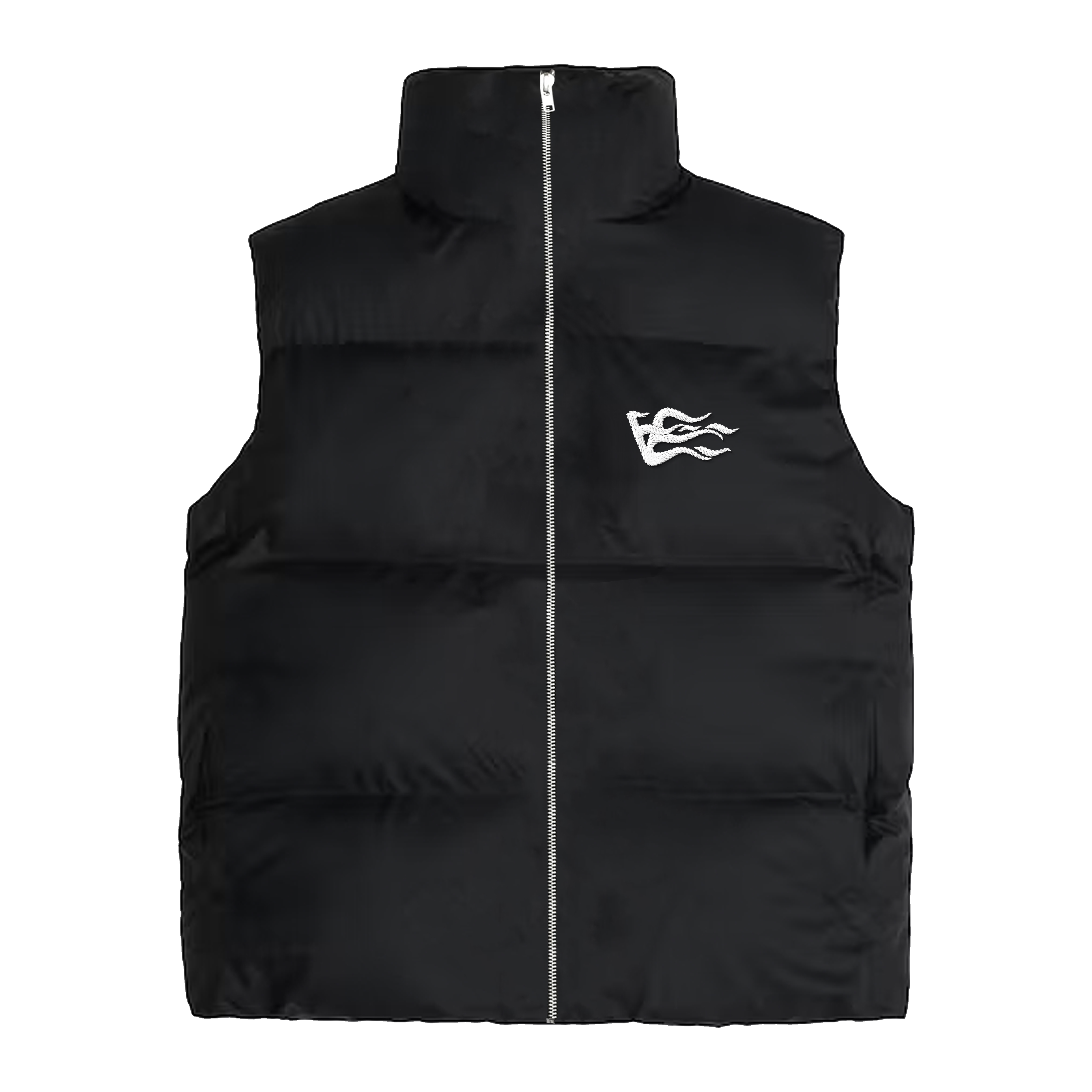 V-Logo Puffer Vest Jacket - Black