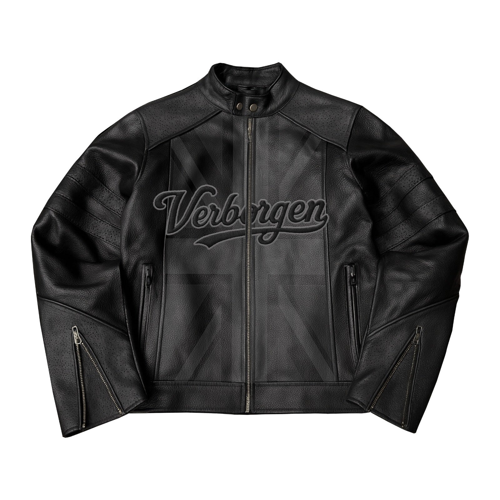 Script logo Leather Jacket