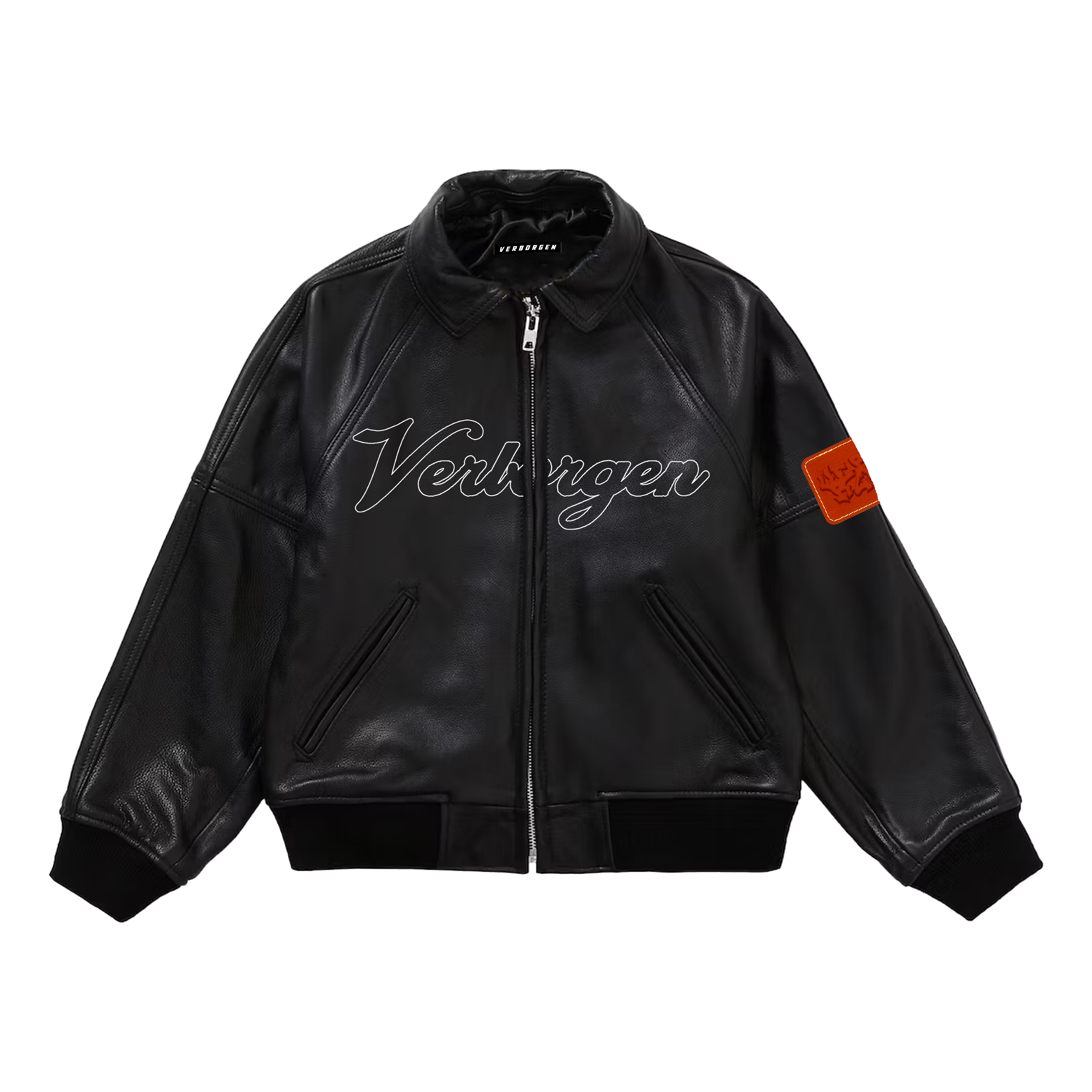 Leather "Script" Jacket V2 - BLACK