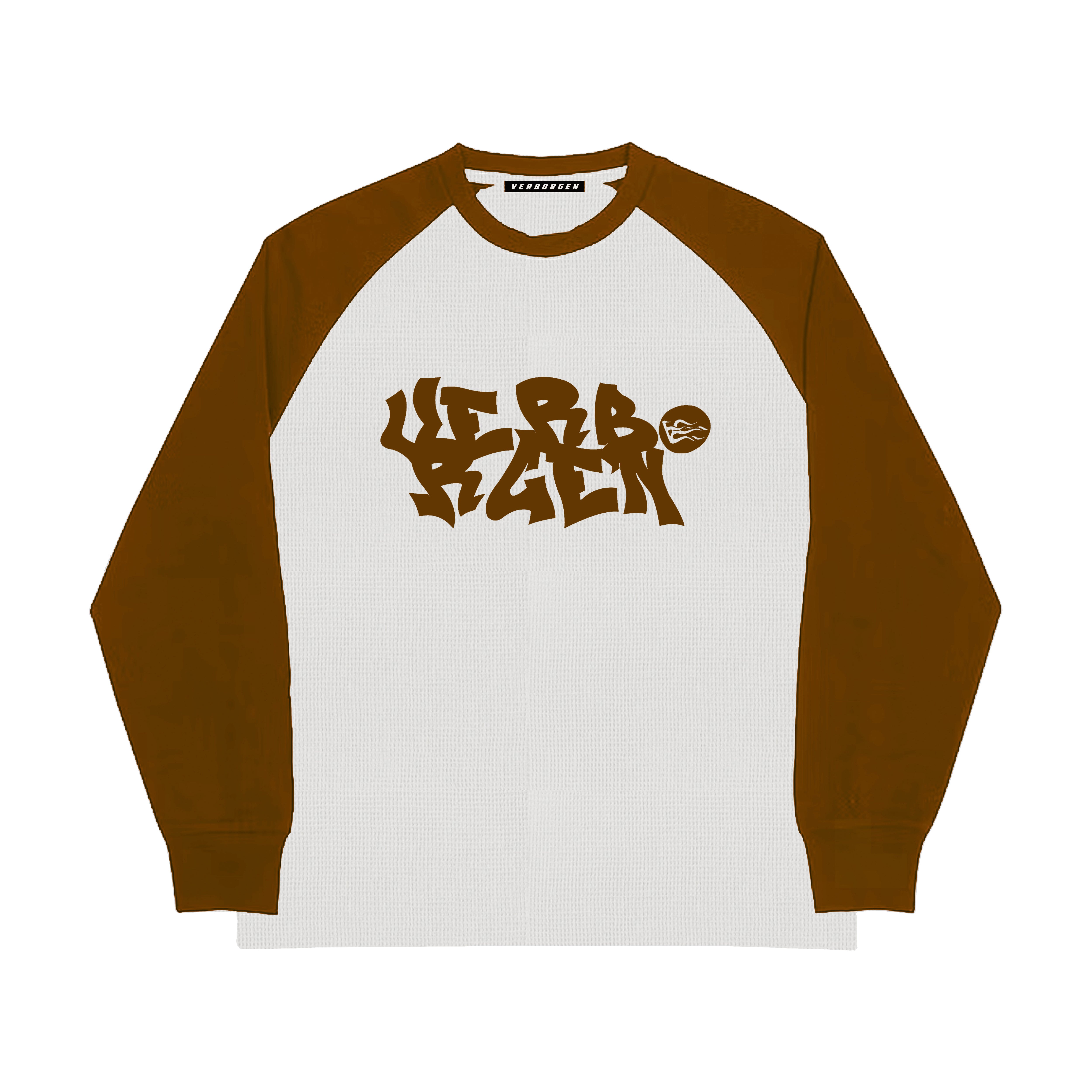 2 Tone Waffle Long sleeve Shirt - Brown/White