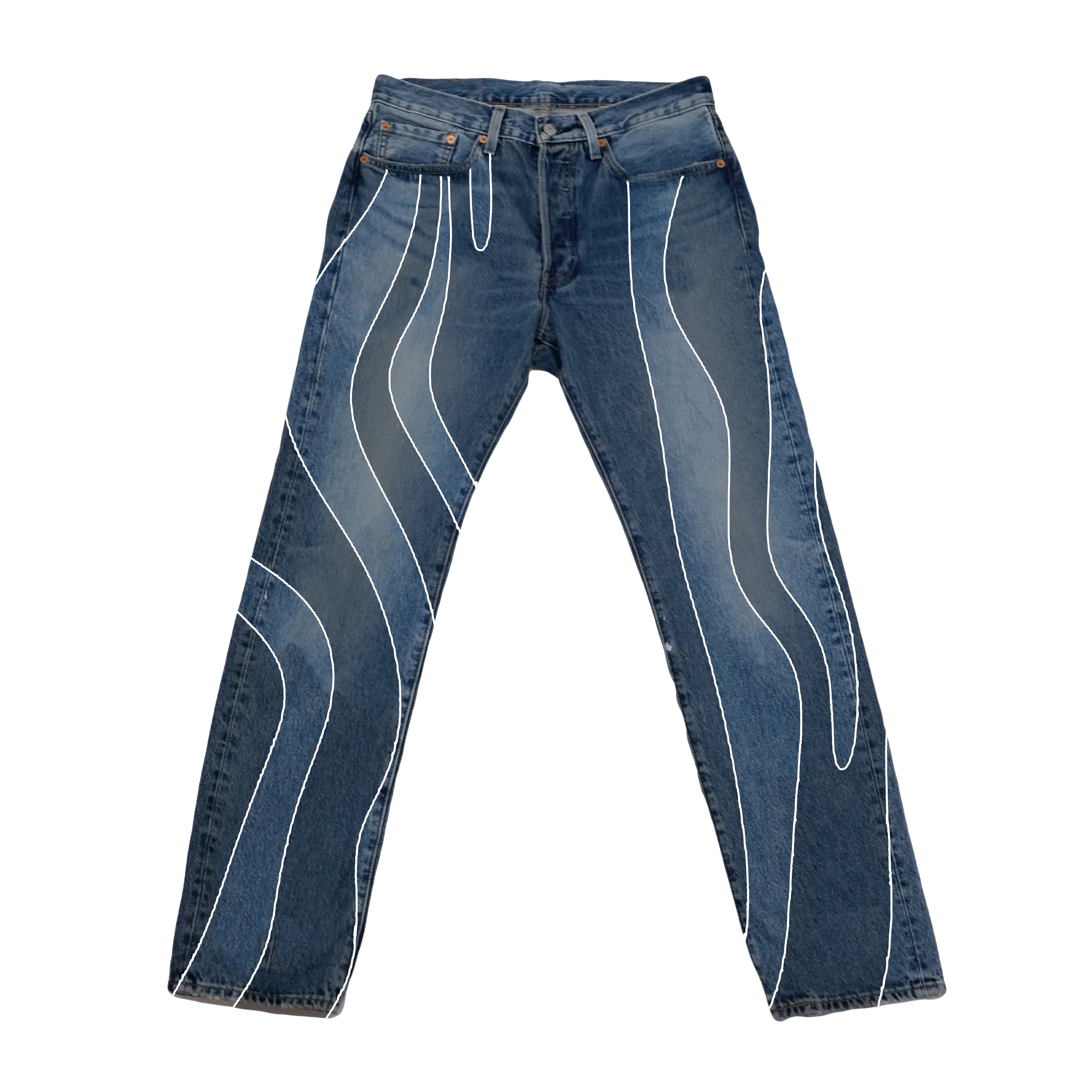 Double Denim Pipping Jeans - Denim