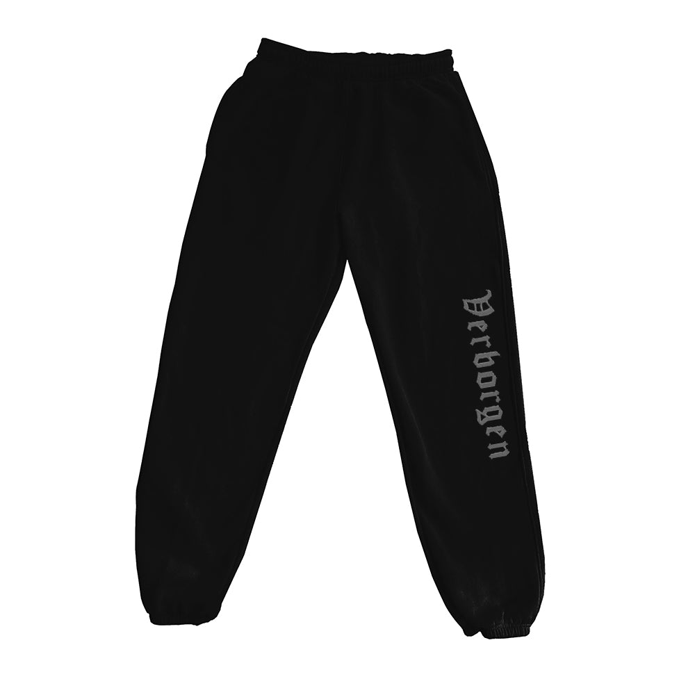 Silver Embroidery Joggers - Black