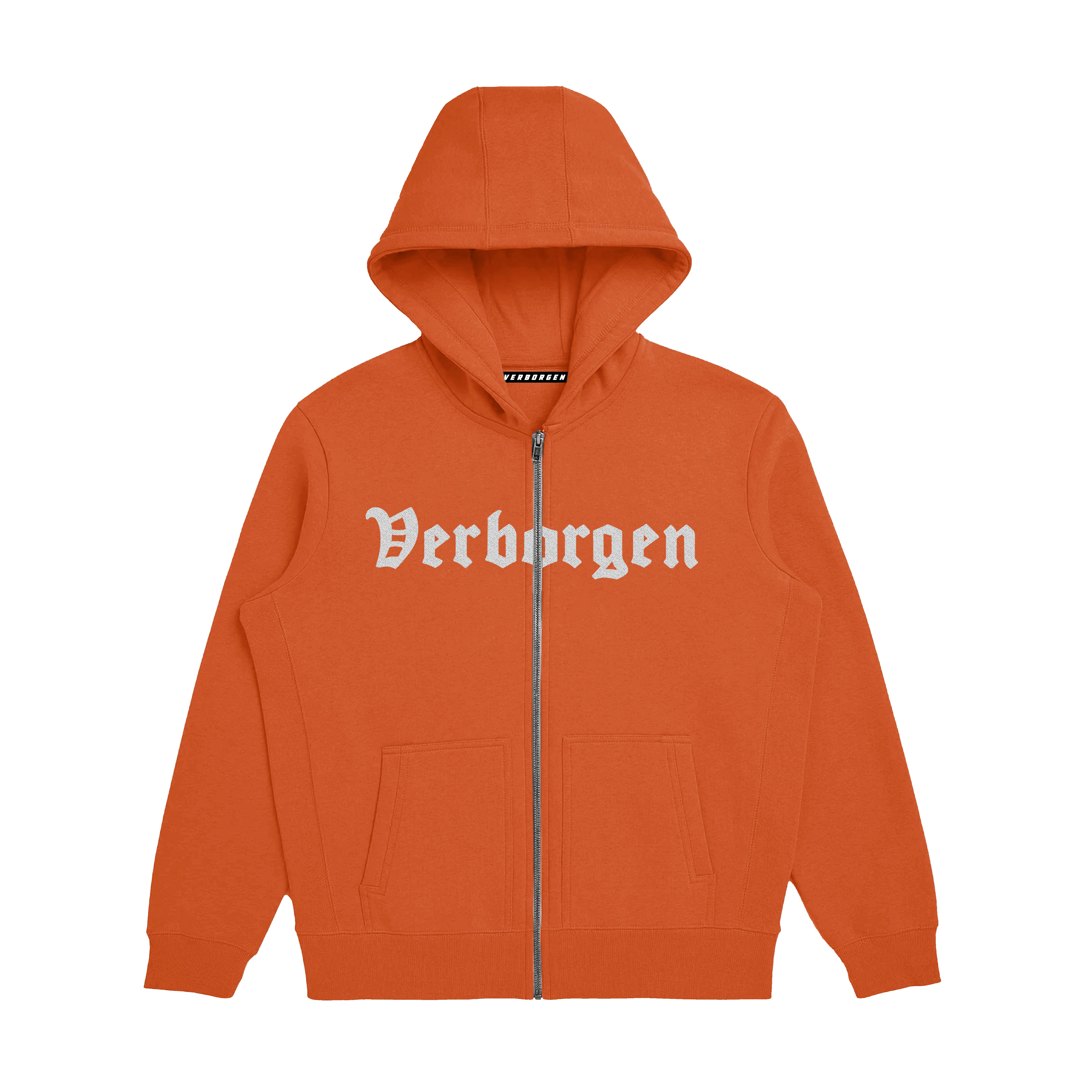 Embroidery ZIp-Up Hoodies - Orange