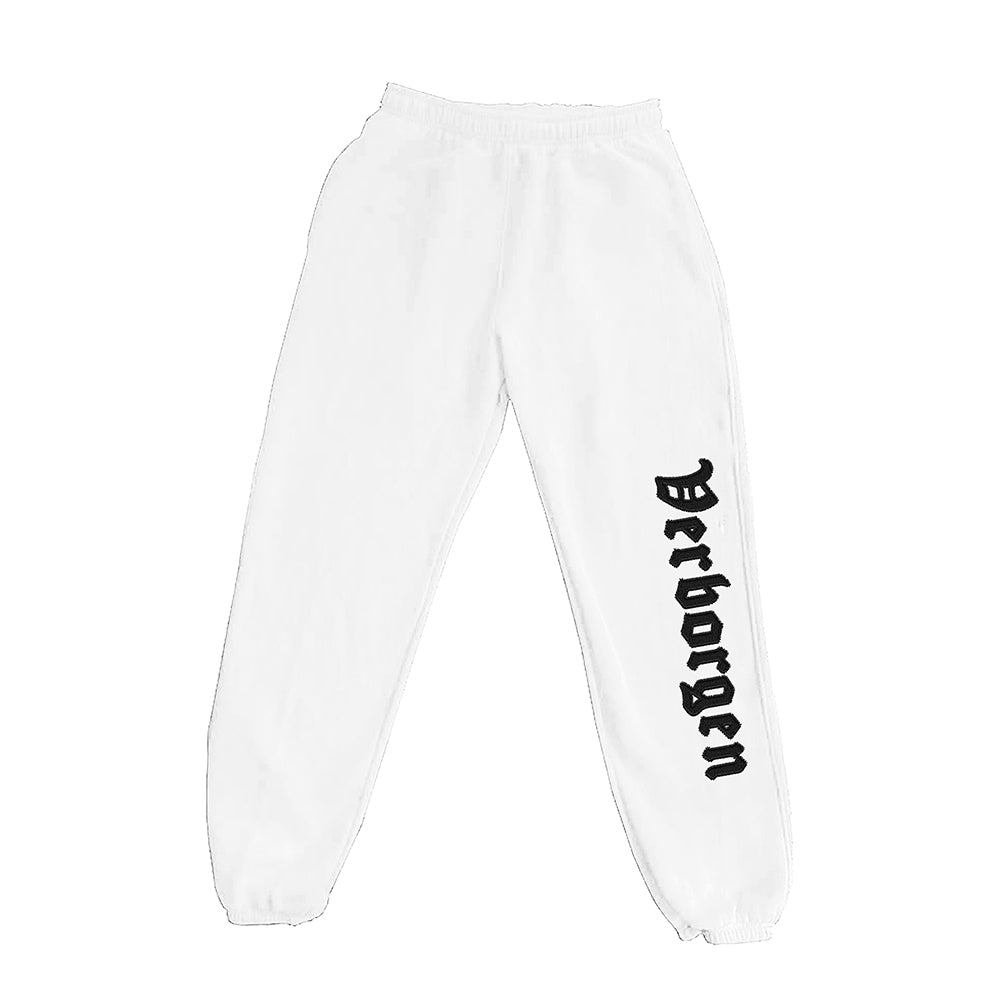 Embroidery Joggers - White